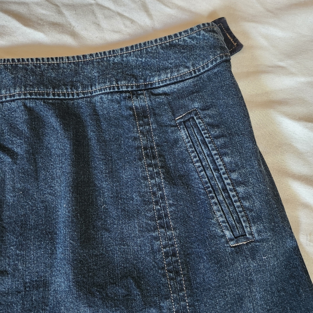 Garnet Hill Denim Skirt Womens 6 Blue A Line Casual Midi Skirt - Picture 2 of 11